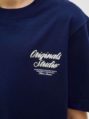 JACK & JONES Junior Blue Short Sleeve Back Print Logo T-Shirt - Image 2 of 7