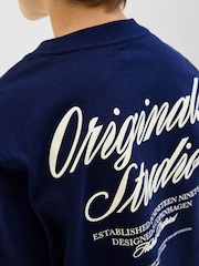 JACK & JONES Junior Blue Short Sleeve Back Print Logo T-Shirt - Image 3 of 7