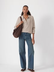 Hush Green blue denim Short Rowan Welt Pocket Flared Jeans - Image 2 of 6
