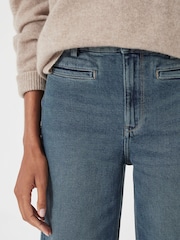 Hush Green blue denim Short Rowan Welt Pocket Flared Jeans - Image 5 of 6