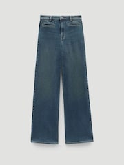 Hush Green blue denim Short Rowan Welt Pocket Flared Jeans - Image 6 of 6