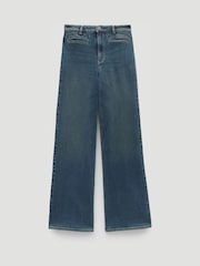 Hush Green blue denim Short Rowan Welt Pocket Flared Jeans - Image 7 of 7