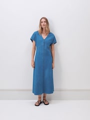 Hush Grace V-Neck Denim Dress - Imagem 1 de 1
