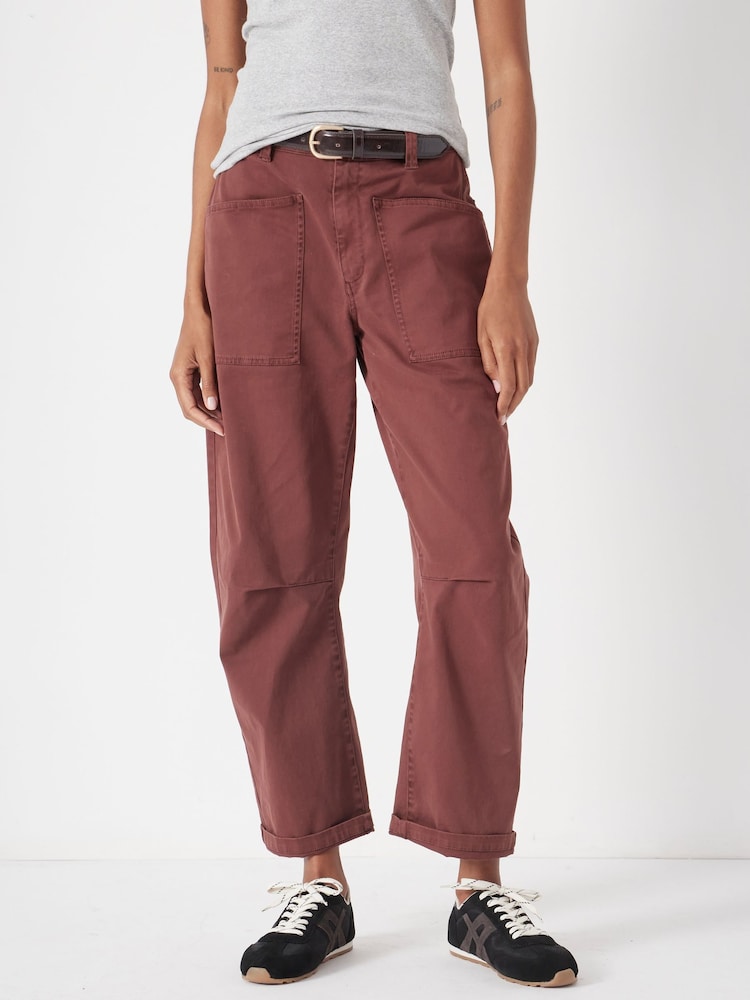Hush Brown Cordi Barrel Leg Trousers - Image 1 of 5 Hush Brown Cordi Barrel Leg Trousers - Image 1 of 5