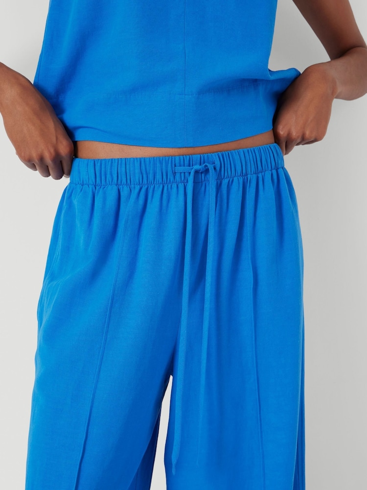 Hush Blue Linen Blend Petunia Wide Leg Trousers - Image 4 of 4