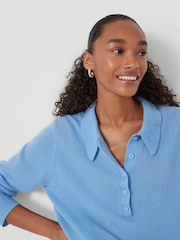 Hush Blue Open Collar Cashmere Jumper - Image 3 of 6