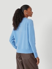 Hush Blue Open Collar Cashmere Jumper - Image 4 of 6