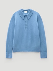 Hush Blue Open Collar Cashmere Jumper - Image 6 of 6