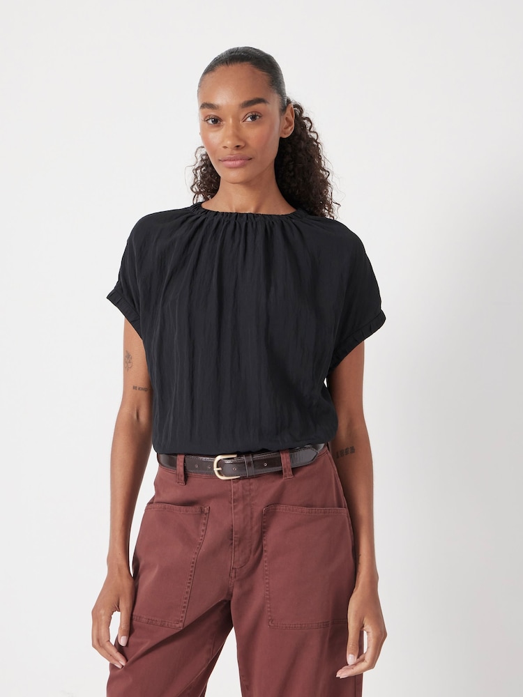 Hush Gathered Crew Neck Short Sleeve Top - Imagem 1 de 5