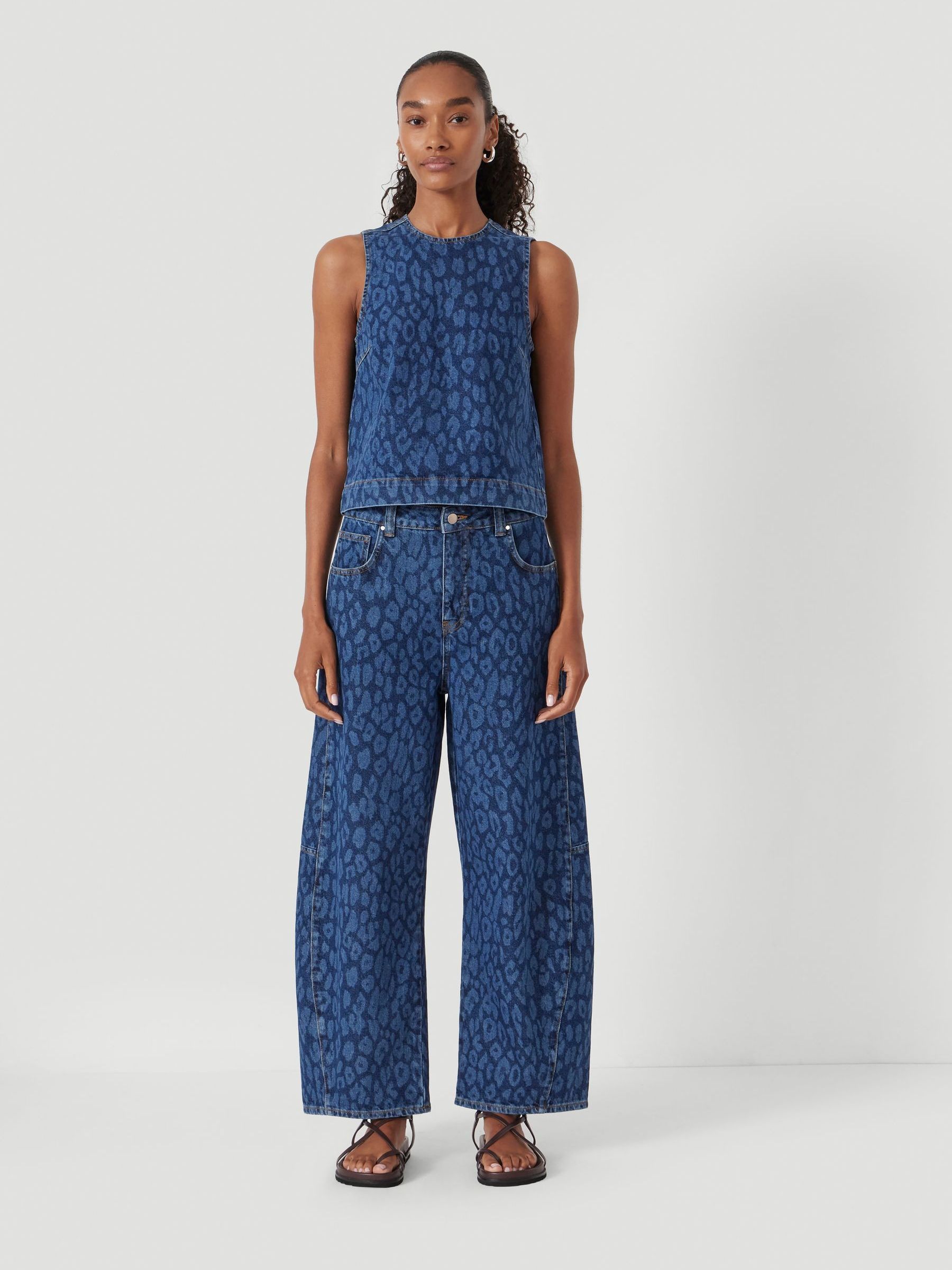 Buy Hush Laser Leopard Print Mid Blue Bree Horseshoe Barrel Leg