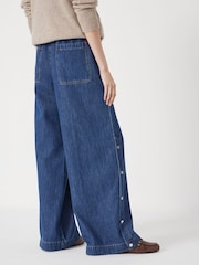 Hush Grey Harri Popper Detail Wide Leg Jeans - Image 3 of 6