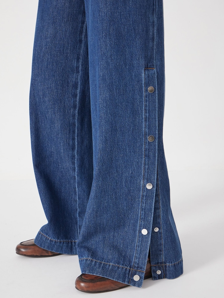 Hush Grey Harri Popper Detail Wide Leg Jeans - Image 6 of 6 Hush Grey Harri Popper Detail Wide Leg Jeans - Image 6 of 6