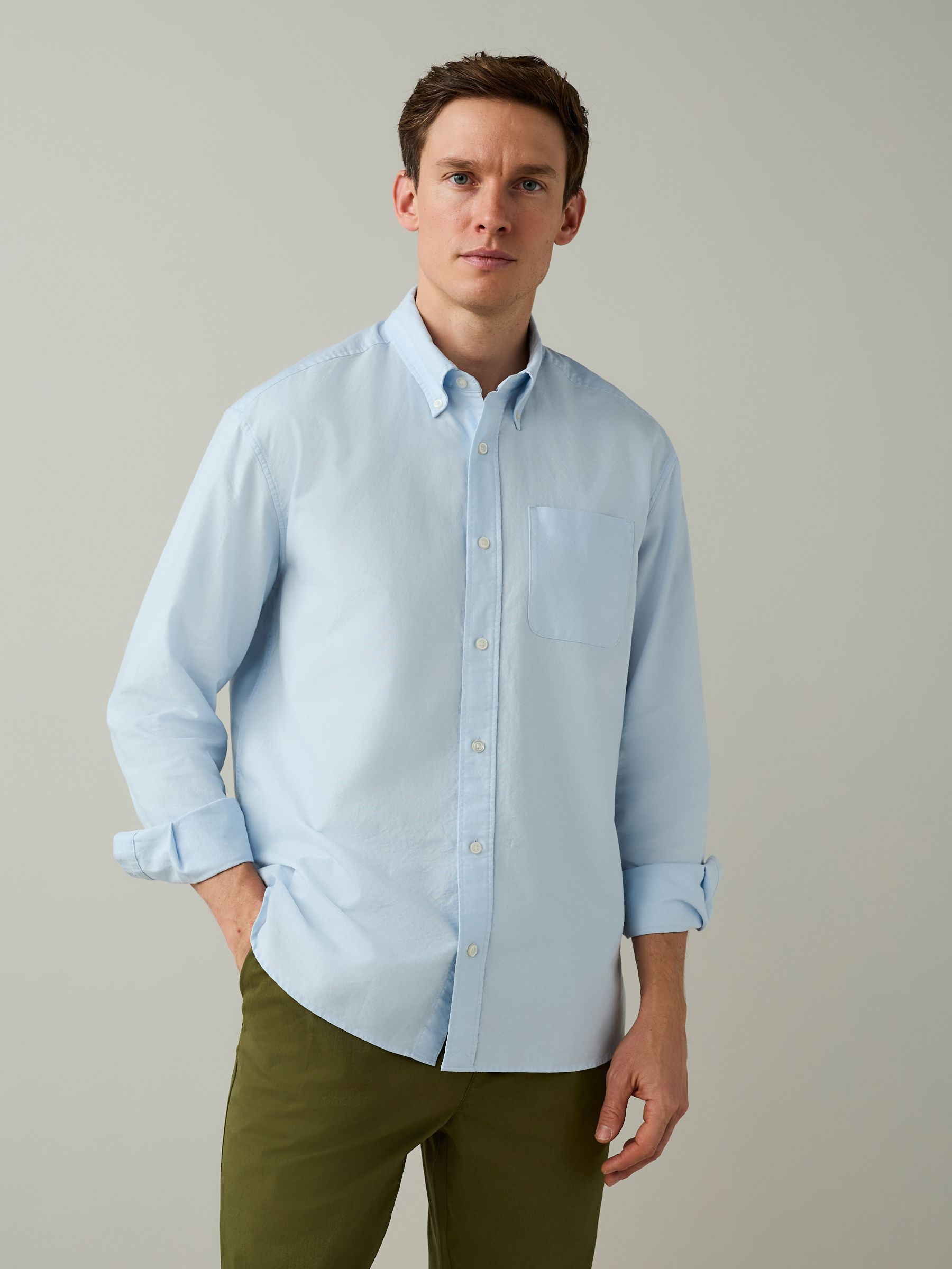 Buy Blue Long Sleeve N.Premium 100% Cotton Regular Fit Oxford