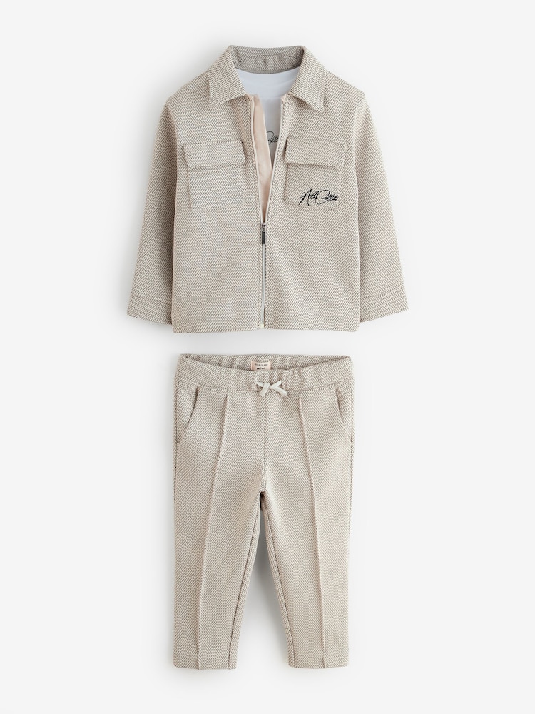 River Island Natural Boys Textured Harrington Top and Trousers Set 3 Pack - Image 6 of 6 River Island Natural Boys Textured Harrington Top and Trousers Set 3 Pack - Image 6 of 6