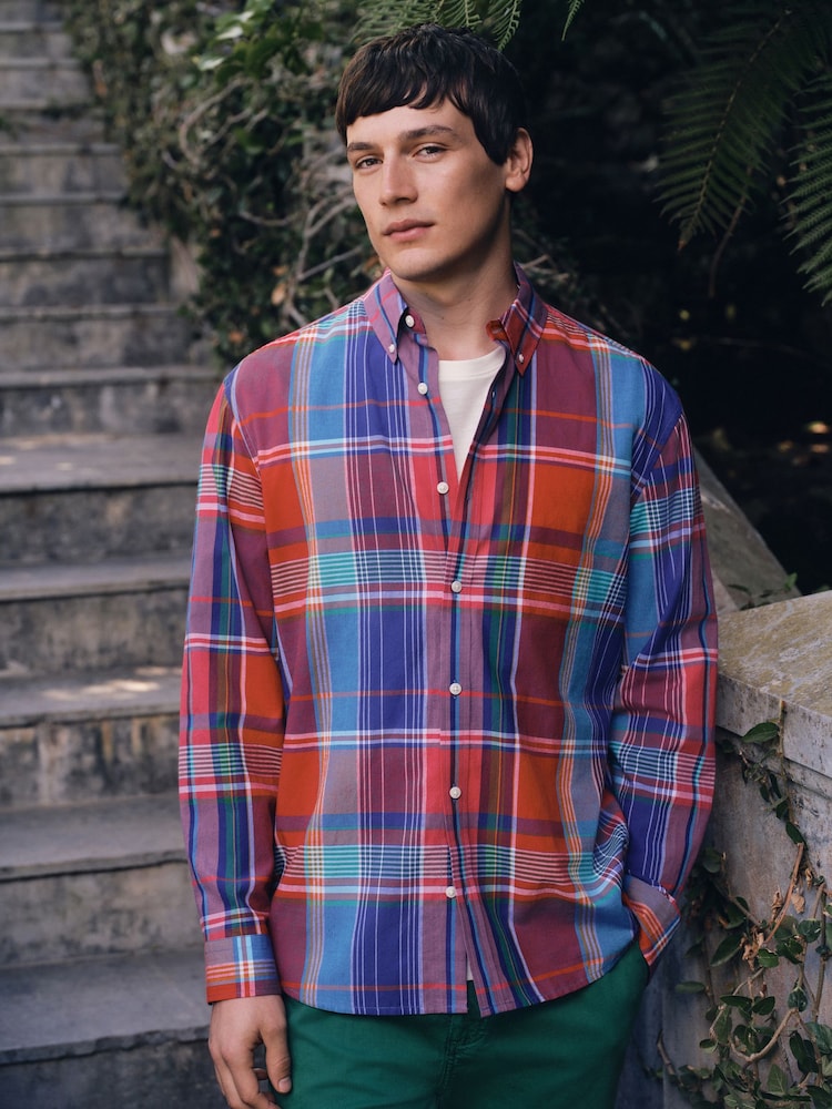 Red Madras Check Long Sleeve Shirt - Image 1 of 7