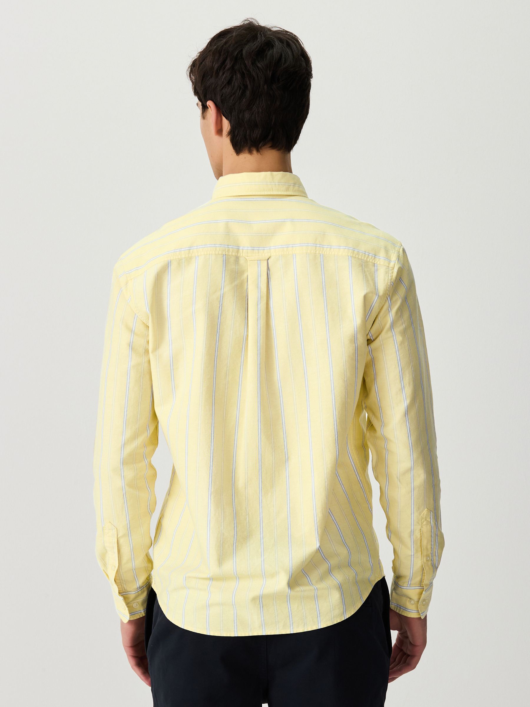 Mens Next Yellow Stripe Oxford Long Sleeve Shirt 4XL