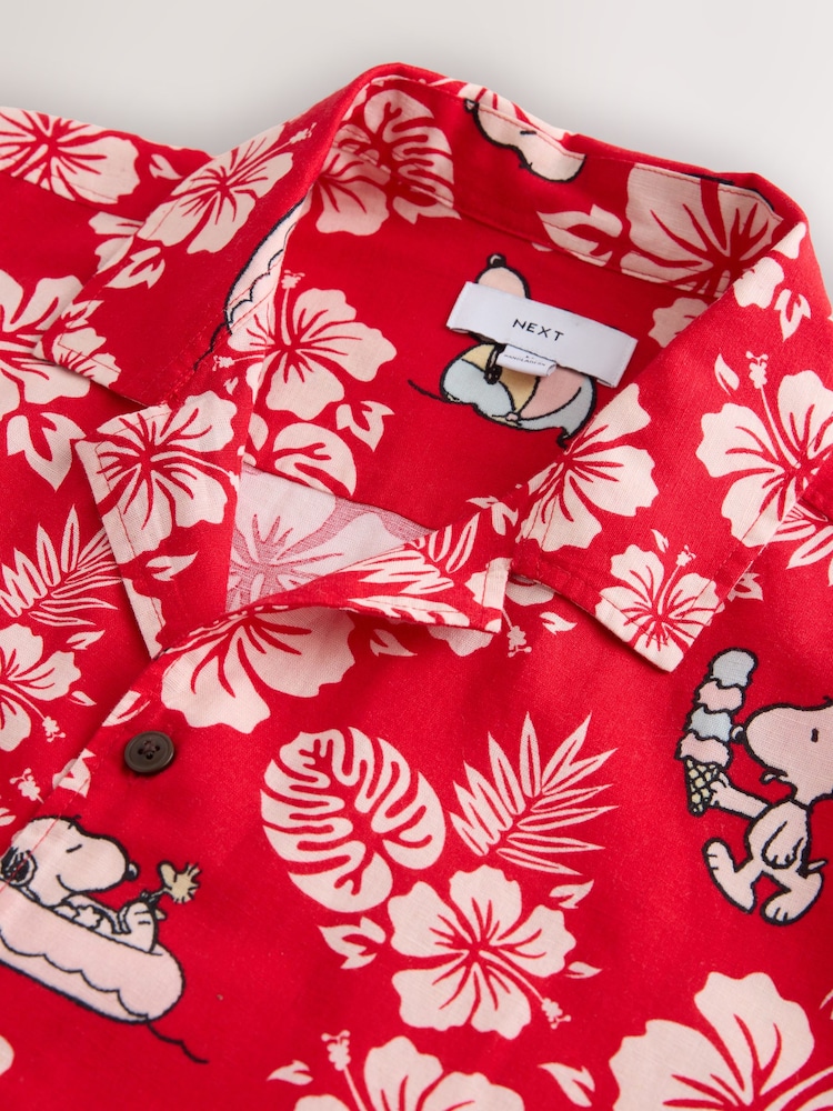 Red Snoopy Hawaii Print Short Sleeve Shirt - Image 2 of 3