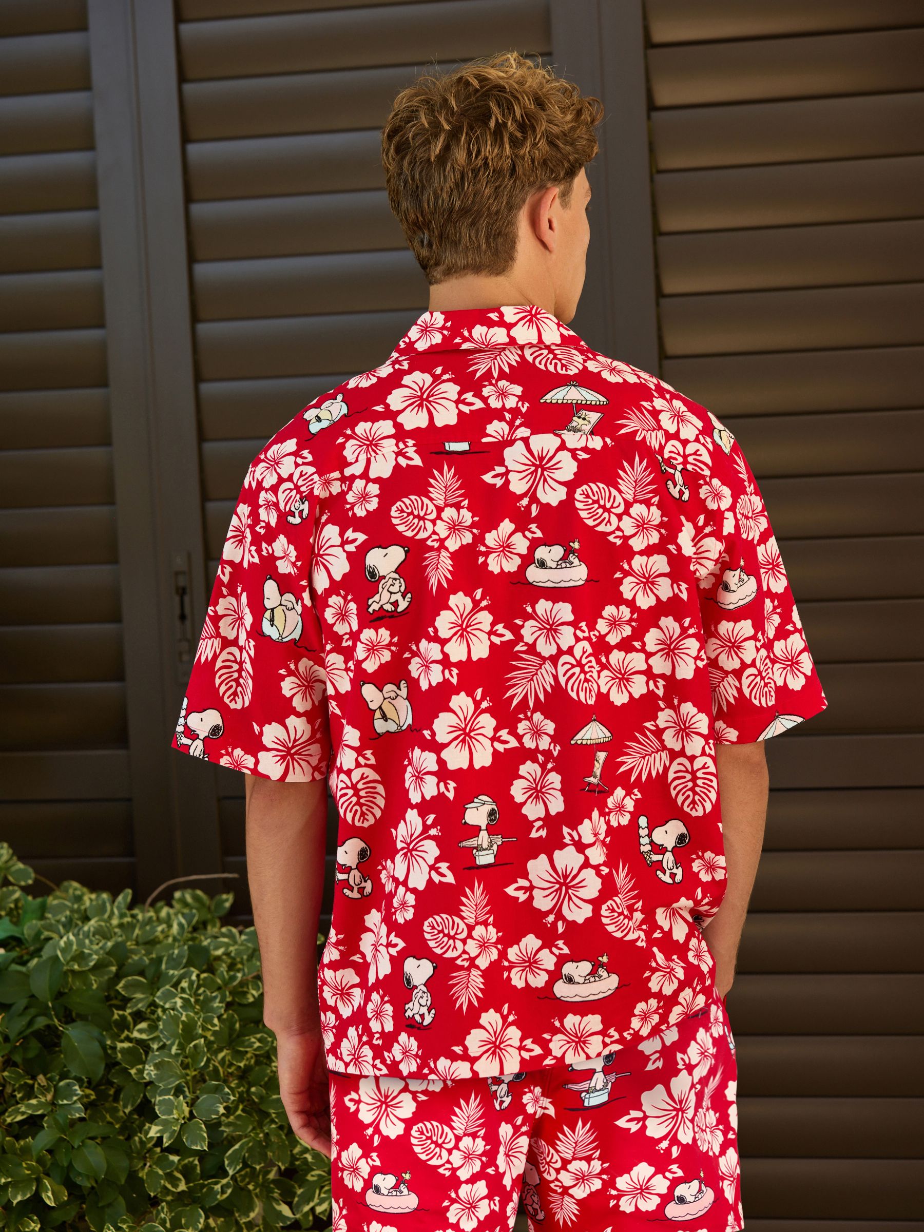 Buy Red Relaxed Fit Snoopy Floral Print Short Sleeve Shirt from