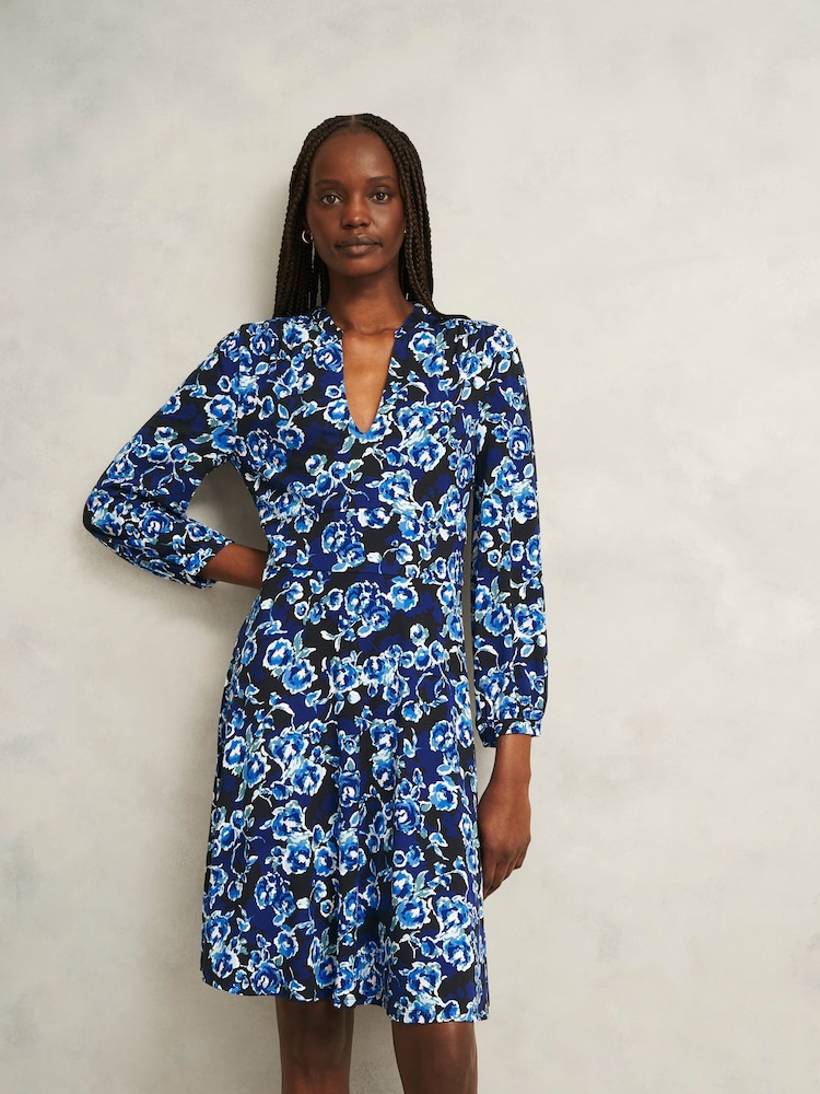 Hobbs Blue Petite Harper Jersey Dress - Image 1 of 4 Hobbs Blue Petite Harper Jersey Dress - Image 1 of 4