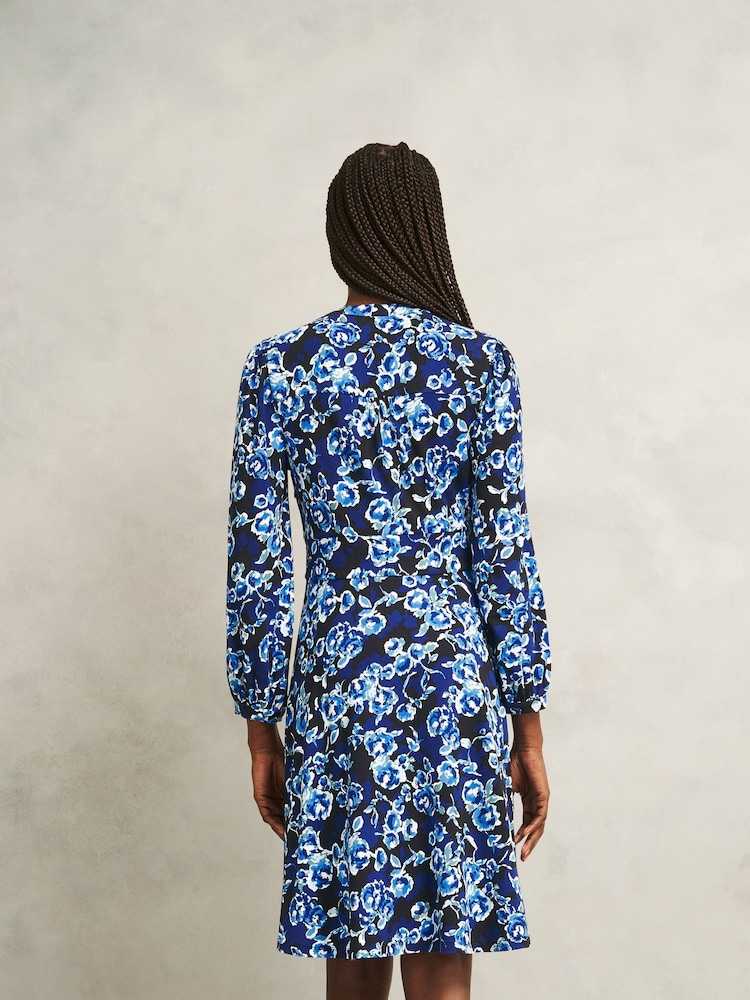 Hobbs Blue Petite Harper Jersey Dress - Image 2 of 4 Hobbs Blue Petite Harper Jersey Dress - Image 2 of 4