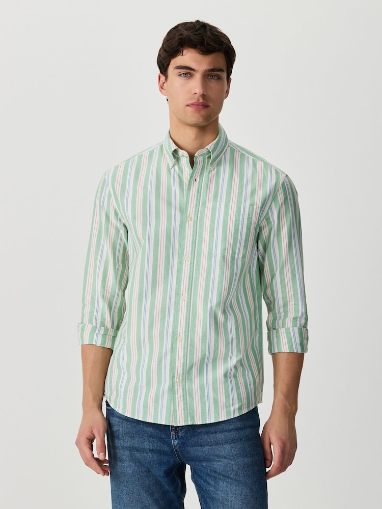 Green Stripe Oxford Long Sleeve Shirt - Image 1 of 8
