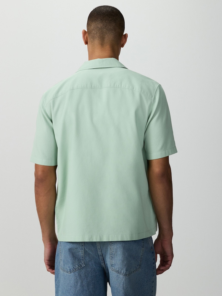 Green Textured Pique Trident Short Sleeve Shirt - Image 2 of 7