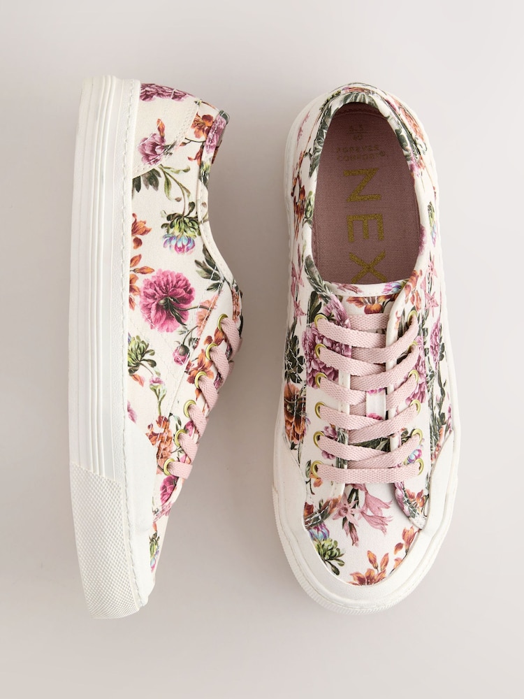 Floral Forever Comfort® Canvas Baseball Trainers - Image 1 of 6