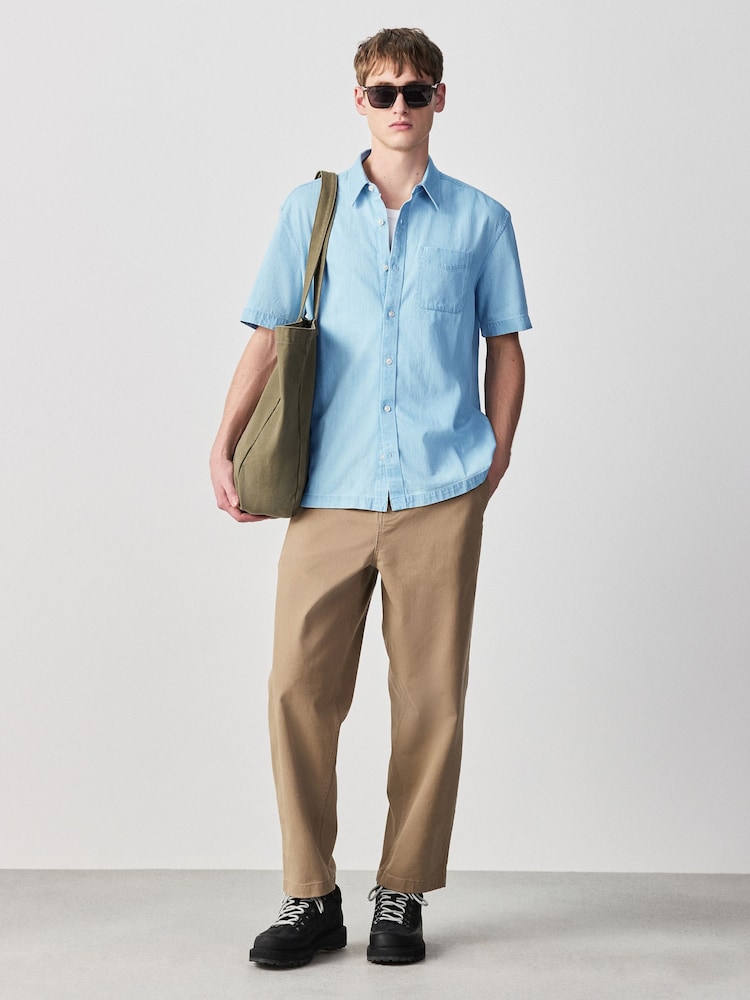 מולבן - Denim Pocket Short Sleeve Shirt - תמונה 2 מתוך 8