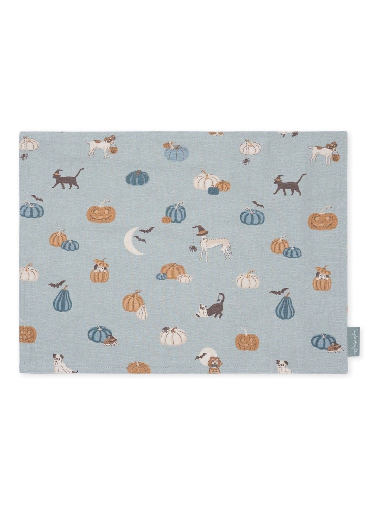 Sophie Allport Soft Teal Paws & Pumpkins Washable Placemats Set of 2 - Image 3 of 3 Sophie Allport Soft Teal Paws & Pumpkins Washable Placemats Set of 2 - Image 3 of 3