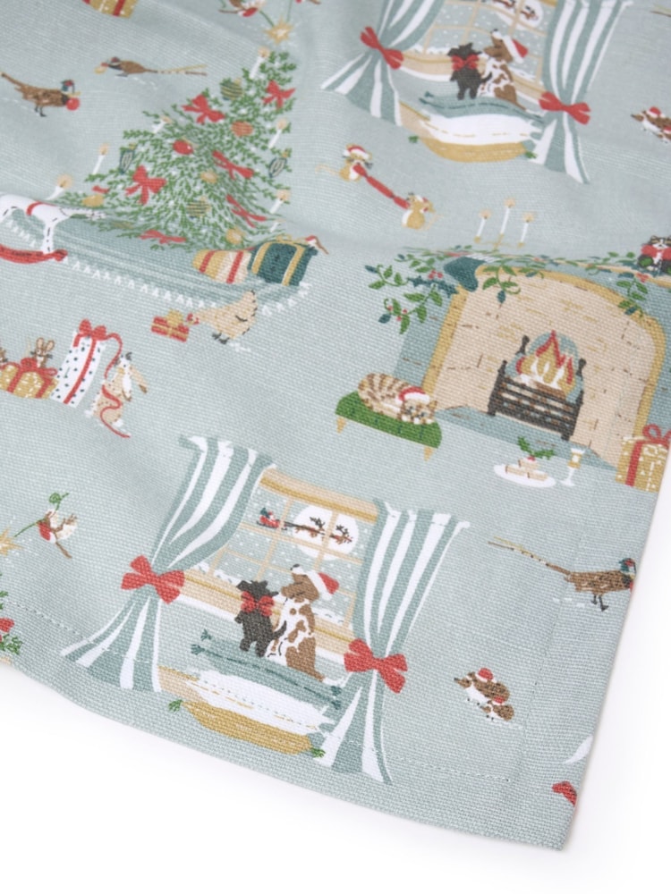 Sophie Allport Grey Blue Cosy Christmas Tablecloth - Image 4 of 4