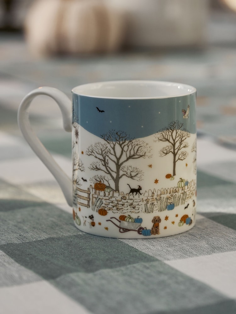 Sophie Allport Soft Teal Paws & Pumpkins Standard - Image 2 of 3 Sophie Allport Soft Teal Paws & Pumpkins Standard - Image 2 of 3