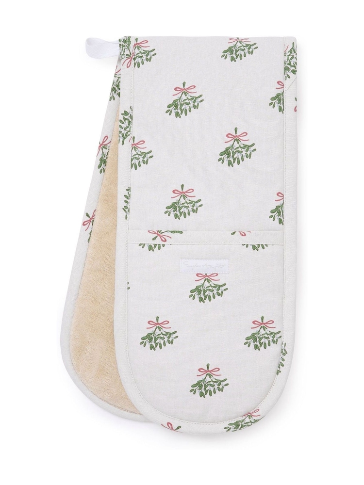 Sophie Allport Grey Blue Mistletoe Double Oven Gloves - Image 3 of 3