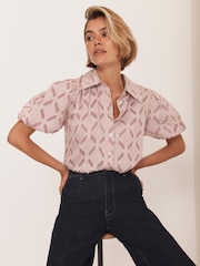 Mint Velvet Red Striped Jacquard Shirt - Image 1 of 8