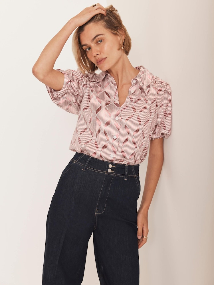 Mint Velvet Red Striped Jacquard Shirt - Image 2 of 8