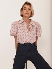 Mint Velvet Red Striped Jacquard Shirt - Image 5 of 8
