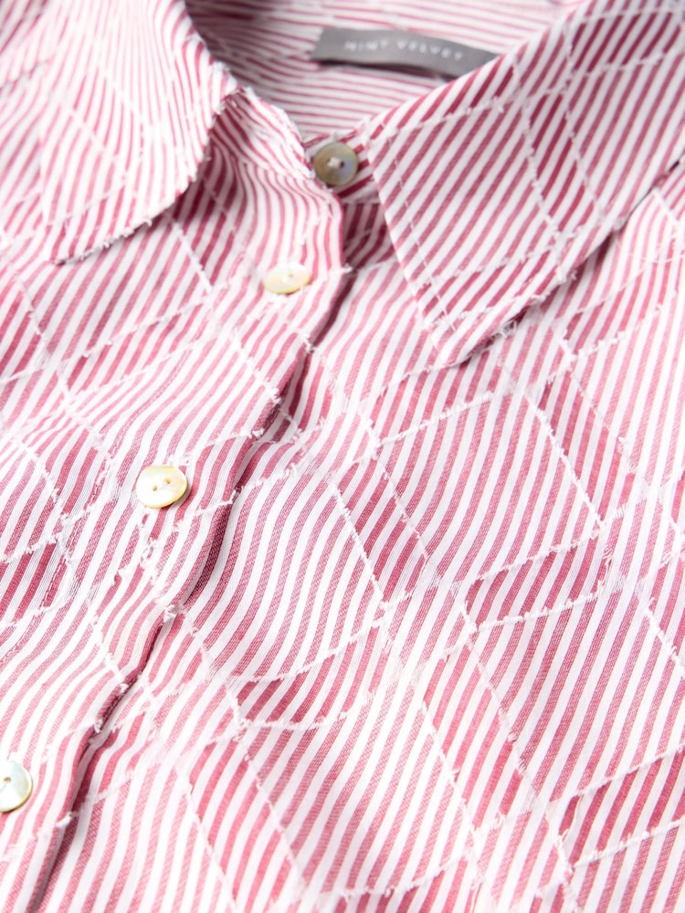 Mint Velvet Red Striped Jacquard Shirt - Image 8 of 8