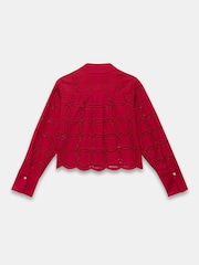 Mint Velvet Red Broderie Cropped Shirt - Image 8 of 8