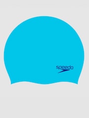 Speedo Blue Plain Moulded Silicone Swim Cap - Image 1 of 1