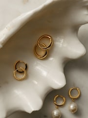 Orelia London Gold Tone Pearl Drop Pave Hoop Earrings - Image 2 of 2