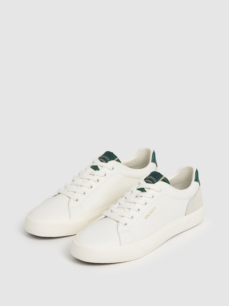 Hackett Blake Dean Leather and Suede White Trainers - Image 2 of 6 Hackett Blake Dean Leather and Suede White Trainers - Image 2 of 6