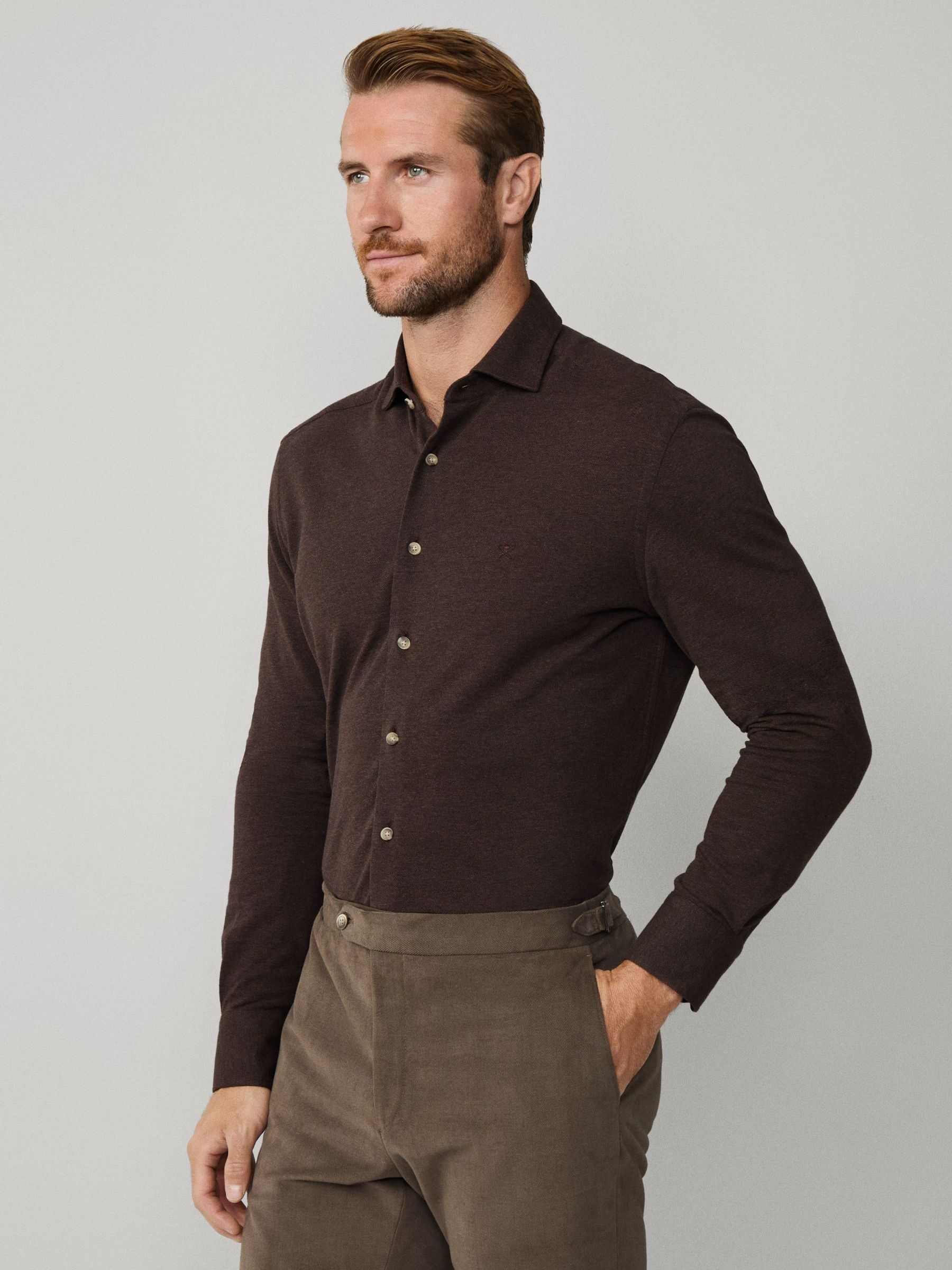 Buy Hackett Tailored Fit Melange Jersey Pique Shirt from Next USA