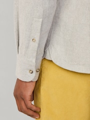 Hackett Tailored Fit Grey Brushed Herringbone Shirt - Imagen 6 de 9