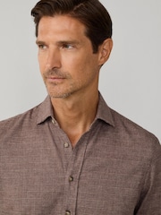 Hackett Classic Fit Cream Brushed Glencheck Shirt - Image 3 of 8