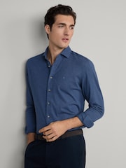 Hackett Tailored Fit Melange Jersey Pique Shirt - Image 1 of 7