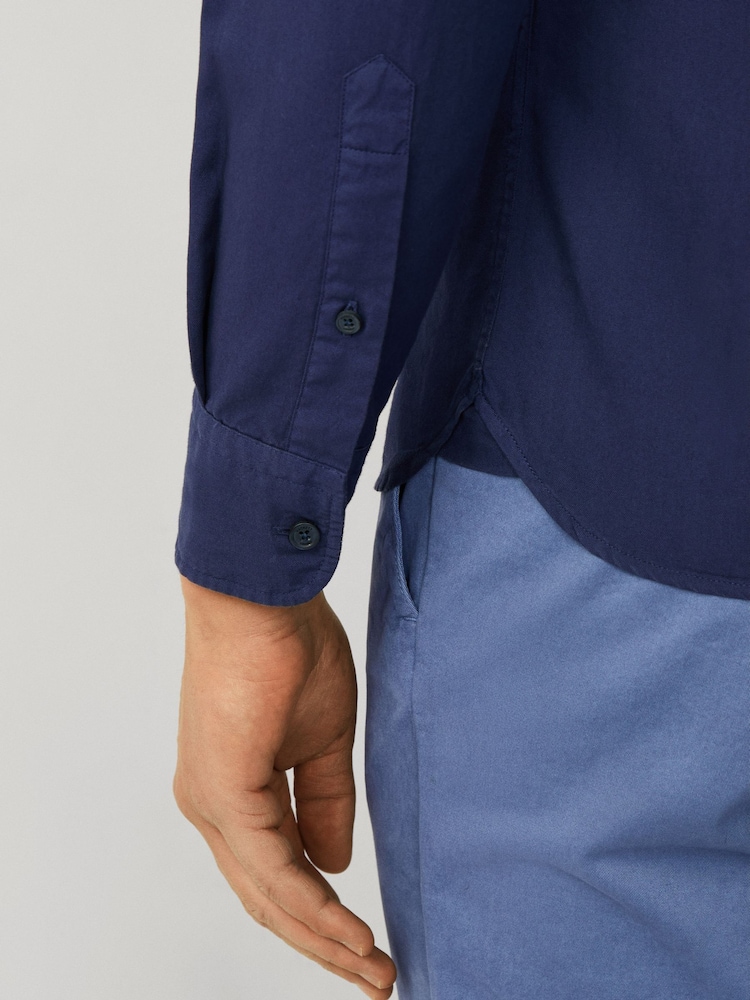 Albastru - Hackett Tailored Fit Garment Dyed Oxford Shirt - Image 6 of 7