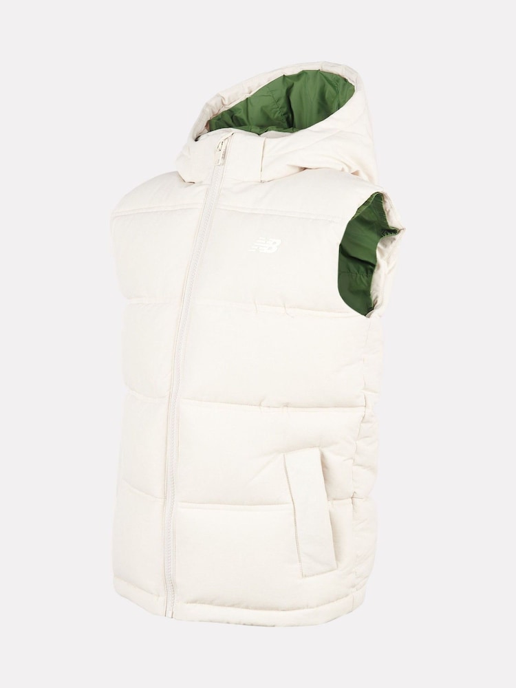 New Balance Brown Baffle Hooded Puffer Vest - Image 2 of 6 New Balance Brown Baffle Hooded Puffer Vest - Image 2 of 6