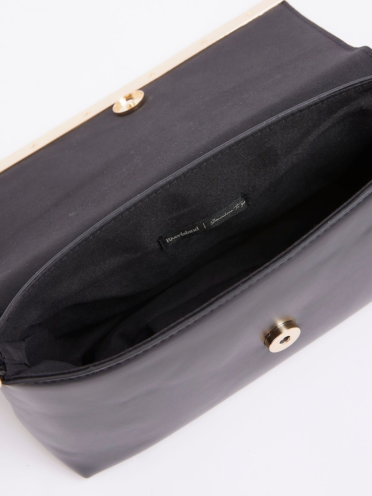 River Island Black Bar Front Clutch Bag - Image 5 of 5