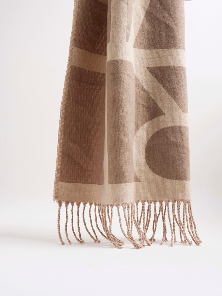 River Island Cream RI Monogram Scarf - Image 2 of 4