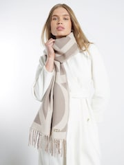 River Island Cream RI Monogram Scarf - Image 4 of 4