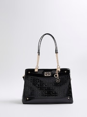 River Island Black Chain Handle Embossed Tote Bag - Image 1 of 6